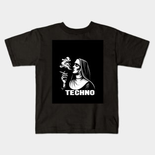 Renaissance Beats Smoking Nun Techno Kids T-Shirt